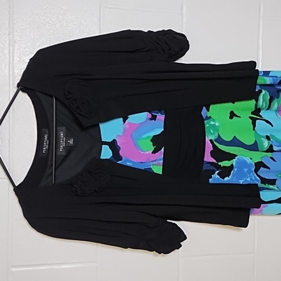 2 PC Perceptions NY Slinky Slip Over Tank Dress & Bolero Jacket  Rose Detail - Picture 11 of 12